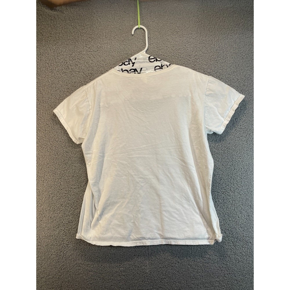 Gildan Womens White Birthday Girl Silver Shimmer Script Size XL - Picture 5 of 6